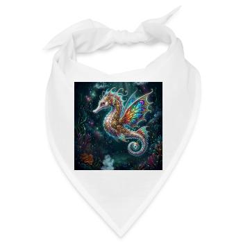 Steampunk-geflügeltes Seepferdchen - Bandana - Weiß - Vorne
