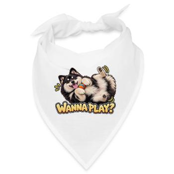 Finnischer Lapphund – möchtest du spielen? - Bandana - Weiß - Vorne