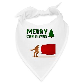 Froher Weihnachtshund - Bandana - Weiß - Vorne