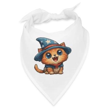 Katzenzauberer mit Sternenhut - Bandana - Weiß - Vorne