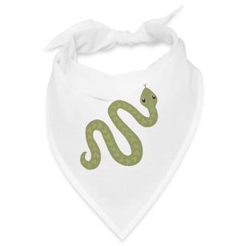 Pastell-Oliven-Schlangen-Anhänger - Bandana - Weiß - Vorne
