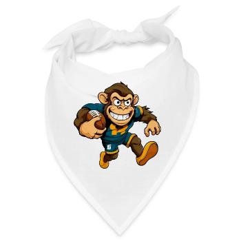 Affe Rugbyspieler - Bandana - Weiß - Vorne