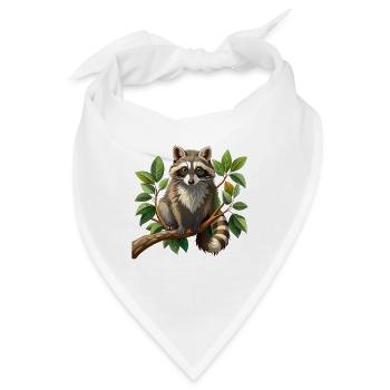 Waschbär im Ast - Bandana - Weiß - Vorne