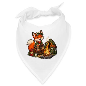 Fuchs beim Camping am Lagerfeuer - Bandana - Weiß - Vorne
