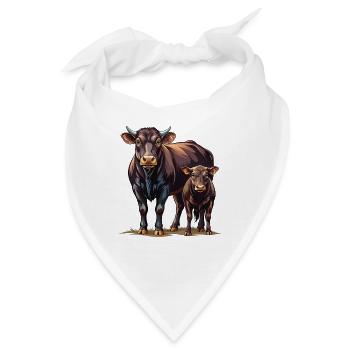 Angus-Kuh-Kalb-Paar - Bandana - Weiß - Vorne