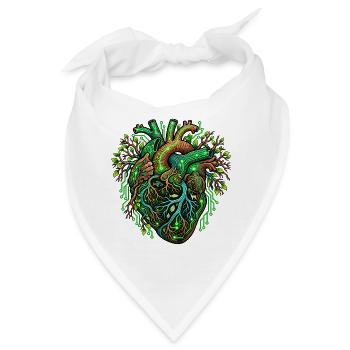Umweltschutz – Grünes Herz zwischen Natur und Tech - Bandana - Weiß - Vorne