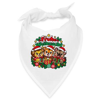 Frohe Weihnacht Tiere - Bandana - Weiß - Vorne