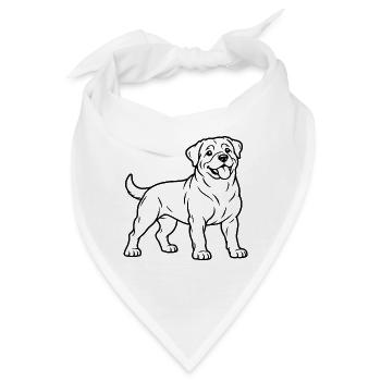 Rottweiler – Minimalistische Line Art - Bandana - Weiß - Vorne