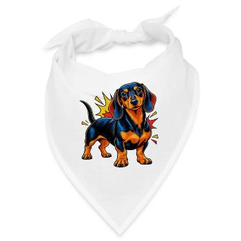 Dackel – Comic Pop Art - Bandana - Weiß - Vorne