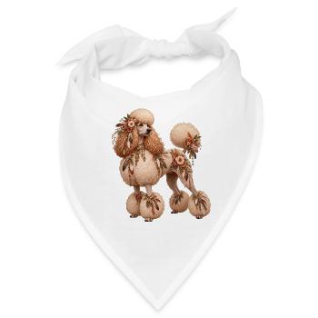 Pudel – Romantischer Blumenstil - Bandana - Weiß - Vorne