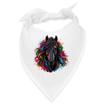 Pferd – Farbenfrohes Neon Kunstporträt - Bandana - Weiß - Vorne