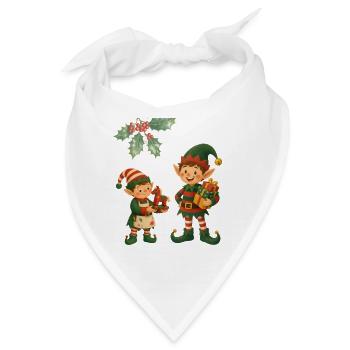Weihnachtselfen – Festliches Festtagsdesign - Bandana - Weiß - Vorne