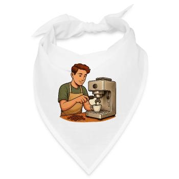 Geschenk für neue Hobby-Baristas mit Siebträger - Bandana - Weiß - Vorne