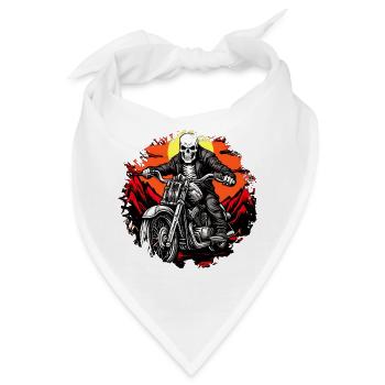 Skelette Motorrad / Motorradfahrer Totenkopf - Bandana - Weiß - Vorne