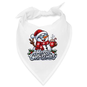 Lustiger Schneemann mit Sonnenbrille Frohe Weihnachten - Bandana - Weiß - Vorne
