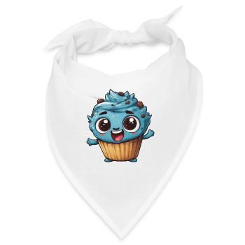 Blauer Cupcake Mascot Design - Bandana - Weiß - Vorne