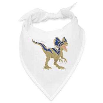 Azurblauer Dino mit Zackenmuster - Bandana - Weiß - Vorne