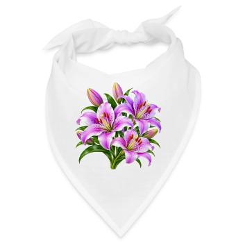 Rosa Lilien-Strauß-Druck - Bandana - Weiß - Vorne