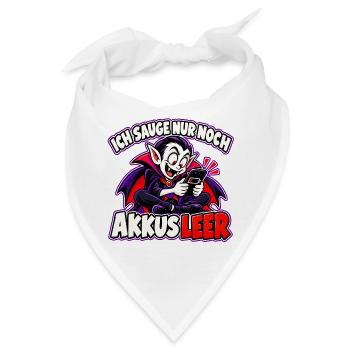 Halloween-Vampir – Ich sauge nur noch, Akkus leer - Bandana - Weiß - Vorne