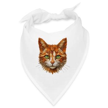 Katze aus Herbstlaub - Bandana - Weiß - Vorne