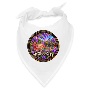Mexiko Stadt Axolotl Lila Blumen Dschungel Urlaub - Bandana - Weiß - Vorne