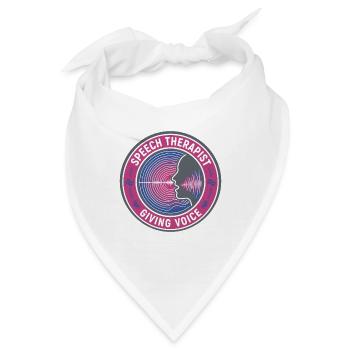 Sprachtherapeutin gibt Stimmwellen-Abzeichen-Geschenk - Bandana - Weiß - Vorne