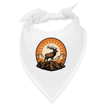Hirsch Berge Sonnenaufgang Natur Outdoor Vektor - Bandana - Weiß - Vorne