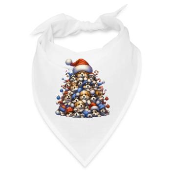 🎁 Weihnachtswelpenbaum - Bandana - Weiß - Vorne