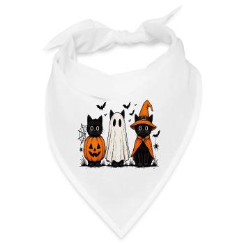 Drei Schrecklich Süße Katzen Halloween - Bandana - Weiß - Vorne