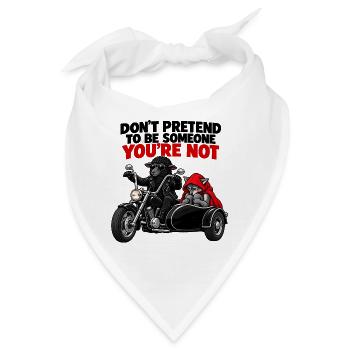 Schwarzes Schaf auf einem Motorrad und Wolf - Bandana - Weiß - Vorne