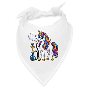 Einhorn mit Shisha – Fantasievolles Motiv - Bandana - Weiß - Vorne