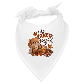 Kuschelige Herbstzeit mit Teddybär und Kerze - Bandana - Weiß - Vorne