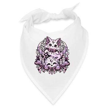  Pastell-goth-geisterkatzen-mond-kerzen Mit - Bandana - Weiß - Vorne