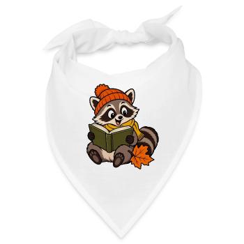 Der Waschbär liest - Bandana - Weiß - Vorne