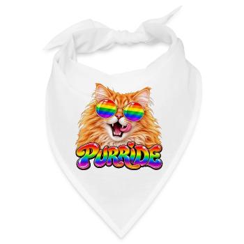 Regenbogen Pride Katze - Bandana - Weiß - Vorne