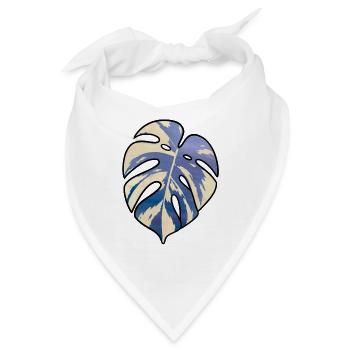 Blaues Tropisches Monsterablatt - Bandana - Weiß - Vorne