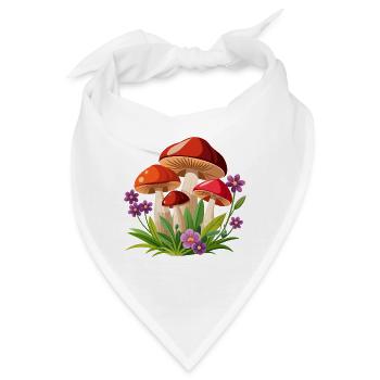 Pilze und Blumen - Bandana - Weiß - Vorne