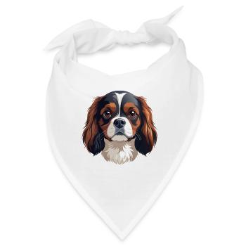 King Charles Spaniel Hundekopf - Bandana - Weiß - Vorne