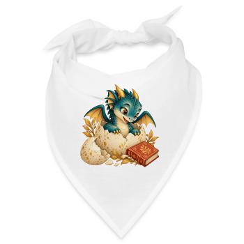 Neugeborener Drache zwischen Eiern und Buch - Bandana - Weiß - Vorne
