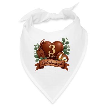 3.Hochzeitstag , Lederhochzeit 3 Jahre  - Bandana - Weiß - Vorne