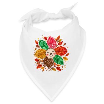 Fröhliche Herbstblume – Bunte Blattblütenblätter - Bandana - Weiß - Vorne