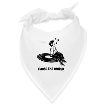 Pause the World – Vinyl- und Kopfhörer-Musikliebhaber - Bandana - Weiß - Vorne