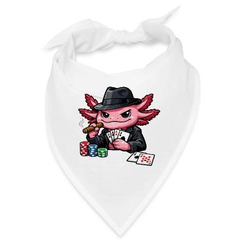 Axolotl beim Pokern – Süßer Pokerfan - Bandana - Weiß - Vorne