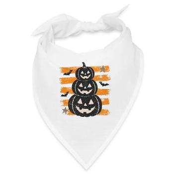 Halloween-Kürbisse auf orangefarbenen Streifen - Bandana - Weiß - Vorne