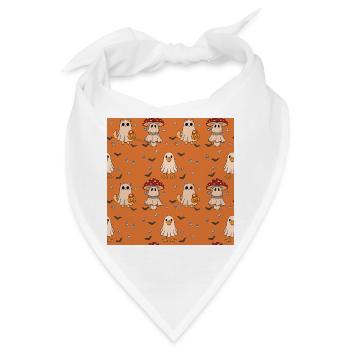 Halloween Katzen Geister Pilz Muster - Bandana - Weiß - Vorne