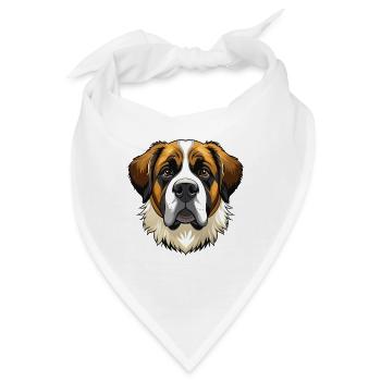 Bernhardiner Hundekopf - Bandana - Weiß - Vorne