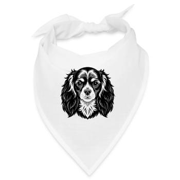 King Charles Spaniel Hundekopf - Bandana - Weiß - Vorne