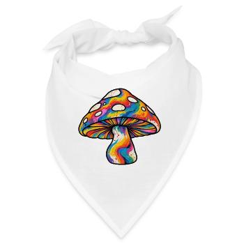 Psychedelischer Regenbogenpilz - Bandana - Weiß - Vorne
