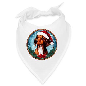 Dackel Weihnachten - Bandana - Weiß - Vorne