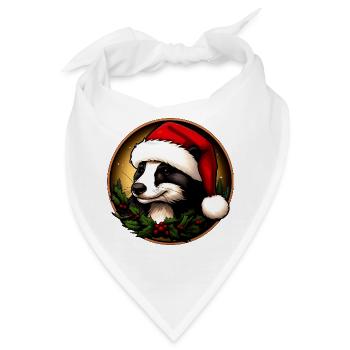 Dachse Weihnachten / Weihnachtsmann Marder - Bandana - Weiß - Vorne